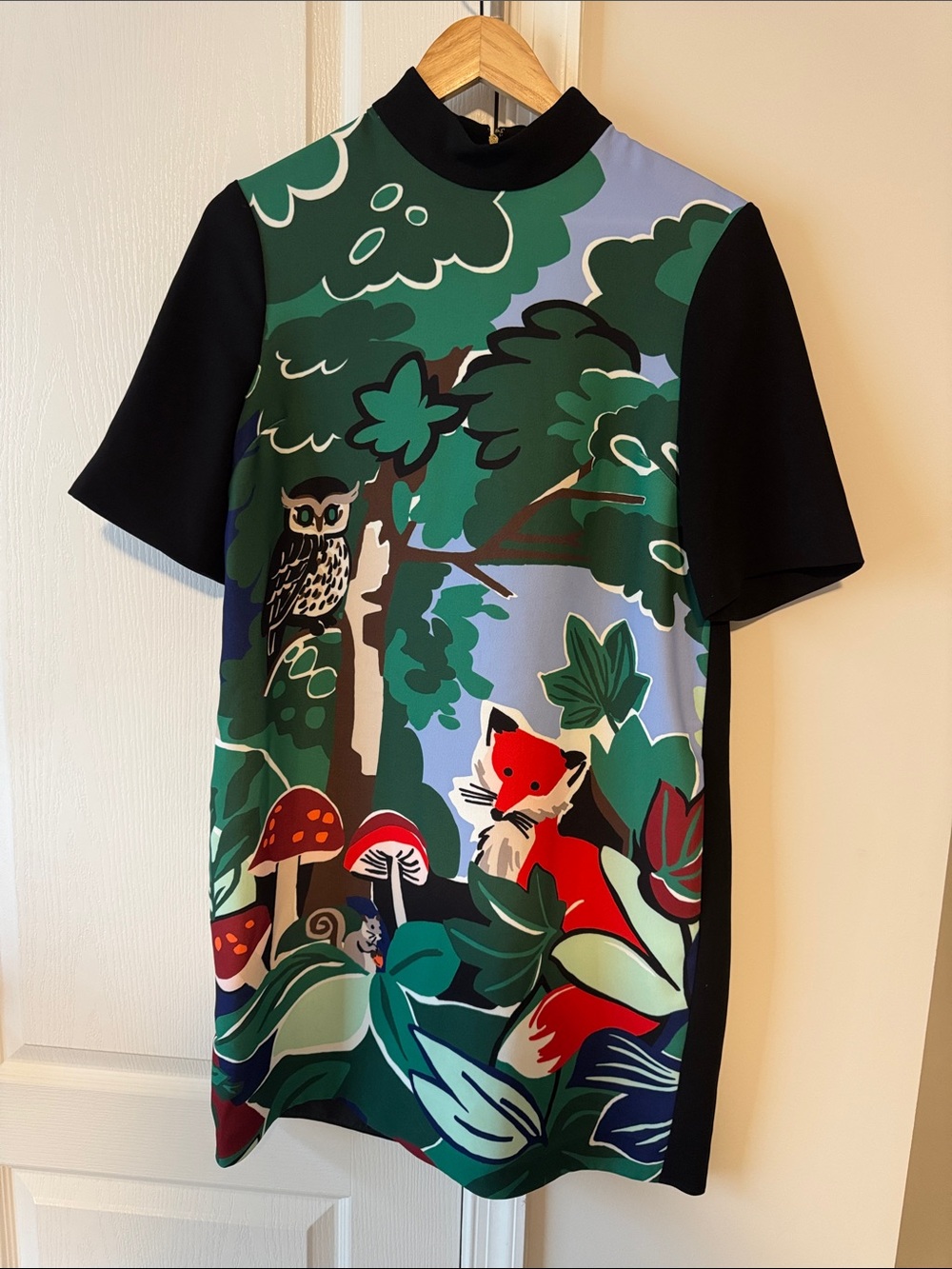 Kate Spade Multicolor Fabled Forest Fox Dress - Black, Green, Red
